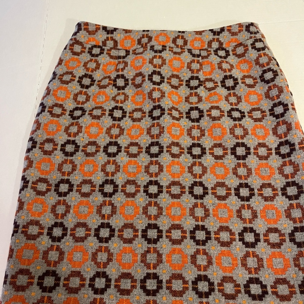 Forever 21 Orange and Brown Patterned Pencil Skirt/ pockets/ lined